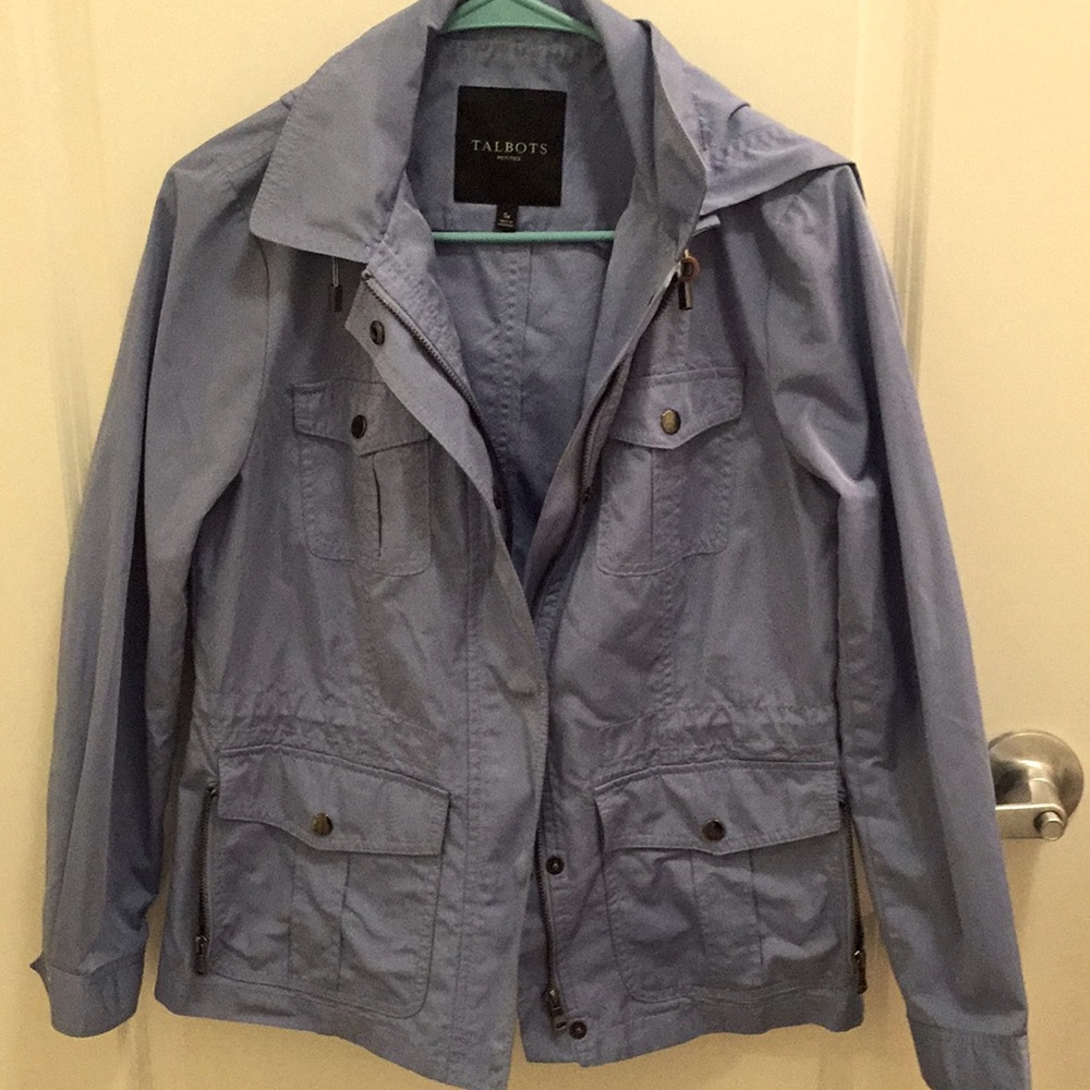 Cornflower blue raincoat